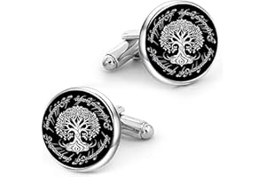 Kooer Cufflinks For Men, White Tree Cufflinks Wedding Christmas Tree of Life Cuff Links Gift For Men Father Dad Husband