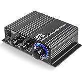 Pyle Home Mini Audio Amplifier - 60W Portable Dual Channel Surround Sound HiFi Stereo Receiver w/ 12V AC Adapter, AUX, MIC IN