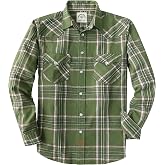 Dubinik&reg; 6 oz Flannel Shirt for Men Pearl Snap Western Cowboy Long Sleeve | Soft Brushed Cotton, Pre-Shrunk, Breathable, Durable, Two Flap Pockets, Classic Plaid, Workwear, Casual, Outdoor, Everyday