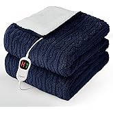 Homemate Electric Heated Blanket Twin - 62"x84" Heating Bed Blankets Throw with 10 Heating Levels 8 Hours Auto Off Fast Heating Over-Heated Protection Ultra Soft Warm Flannel ETL Certified