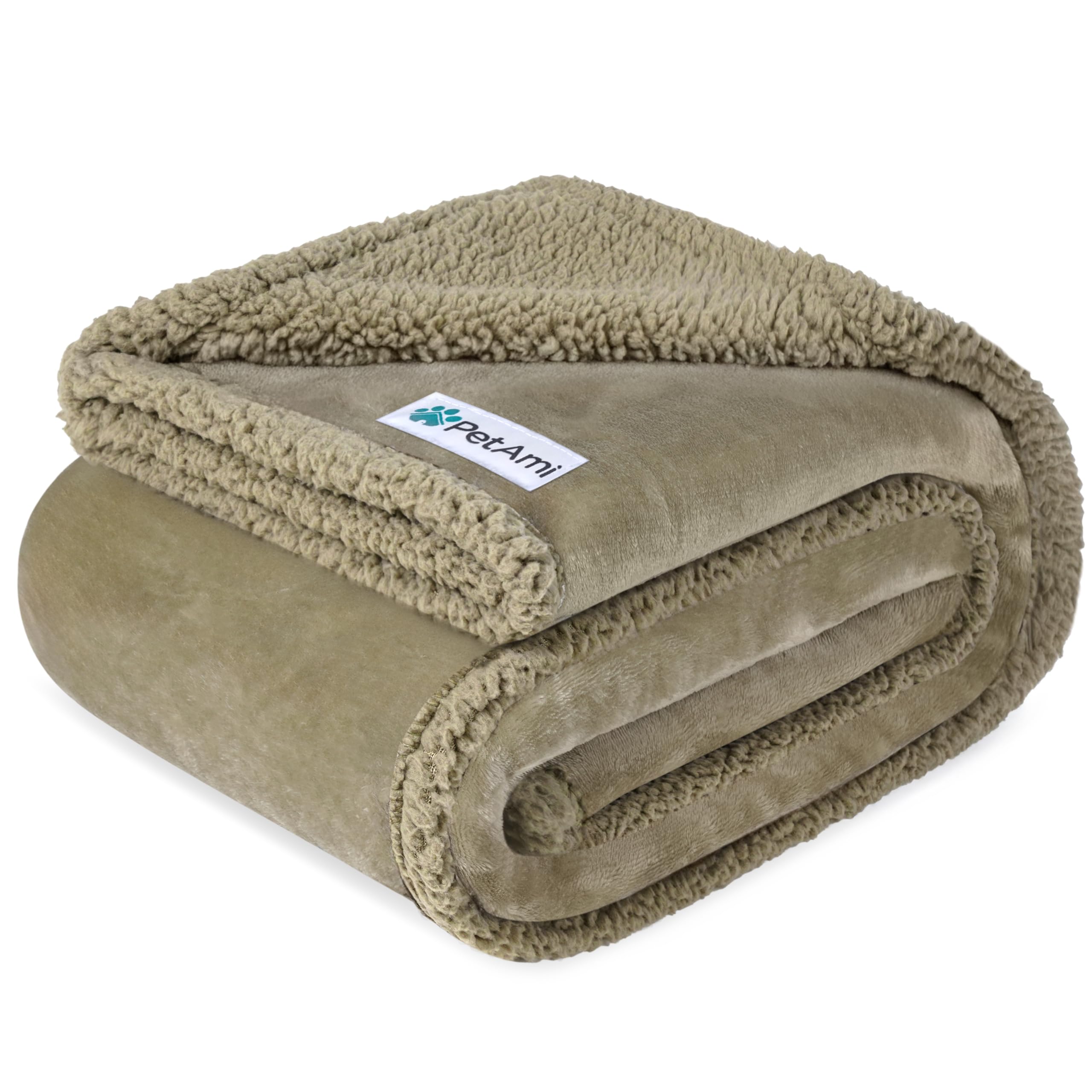 PetAmi Waterproof Dog Blanket for Medium Large XL Dog Puppy Cat Throw for Couch Cover Leakproof Protection, Sherpa Fleece, Reversible Soft Washable 80x60 Taupe Taupe