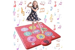RUNJIAER Kids Dance Mat, Electronic Dance Pad Game with LED Lights, Adjustable Volume, 5 Game Modes, 3 Challenge Levels, Built-in Music, Fun Birthday Christmas Dance Gifts for Boys Girls Ages 3-12