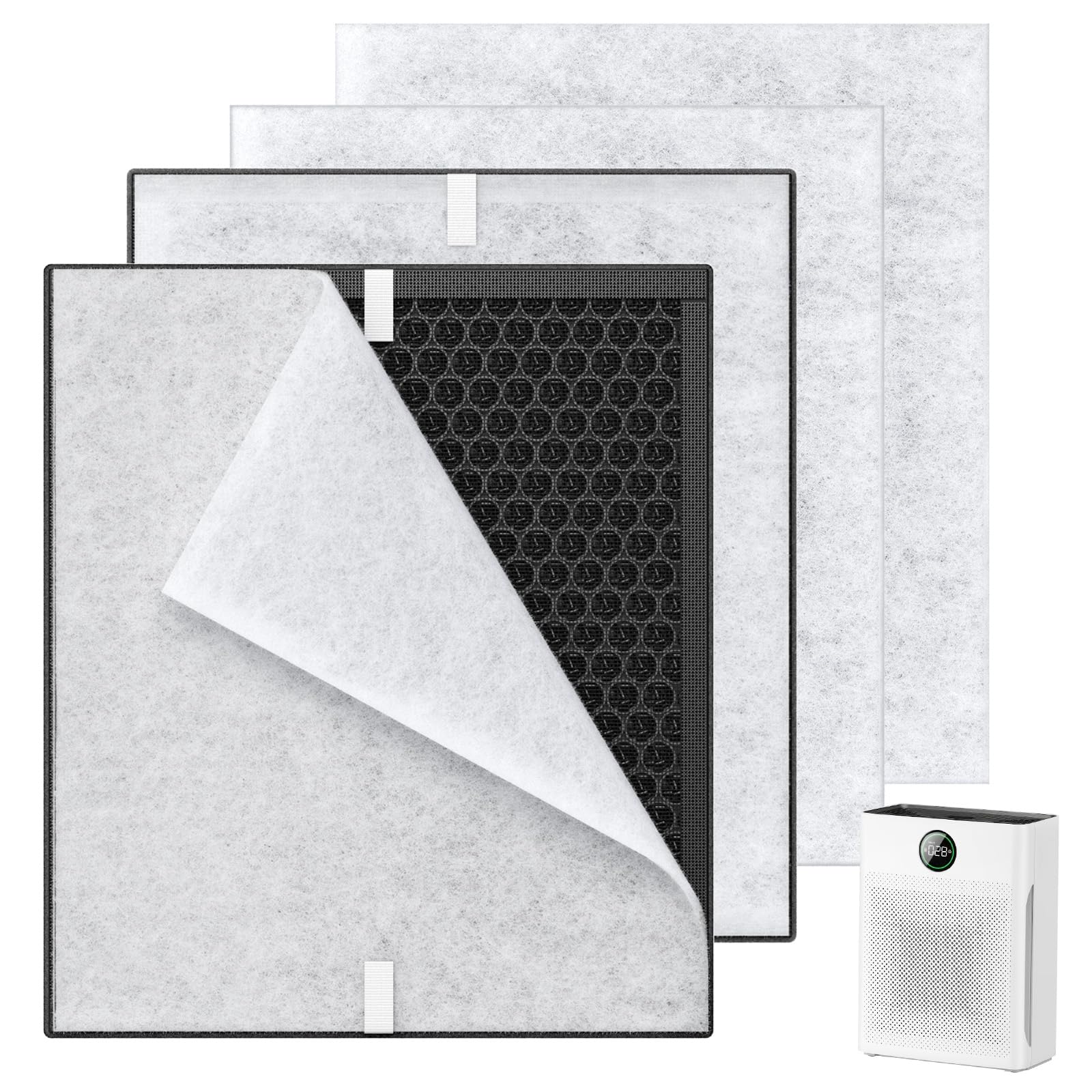 Photo 1 of 2 Pack PR1 Replacement Filter for Mooka Mode PR1 Air Purifier, H13 True HEPA Filter for Home Large Room up to 2200sq.ft, includes 4pcs Washable Pre Filter Removes Pollen Dander Smoke Pet Hair Dust