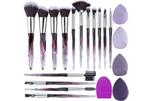 XMOSNZ Makeup Brushes 15pcs Make up Brushes Set Crystal Pinceaux Maquillage Eyeshadow Brushes Makeup Brush with 4 Makeup Spon