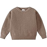 Jimonda Toddler Knit Sweater Round Neck Cute Long Sleeve Pullover Sweatshirt for Baby Girl Boy Oversized Fall Winter Clothes