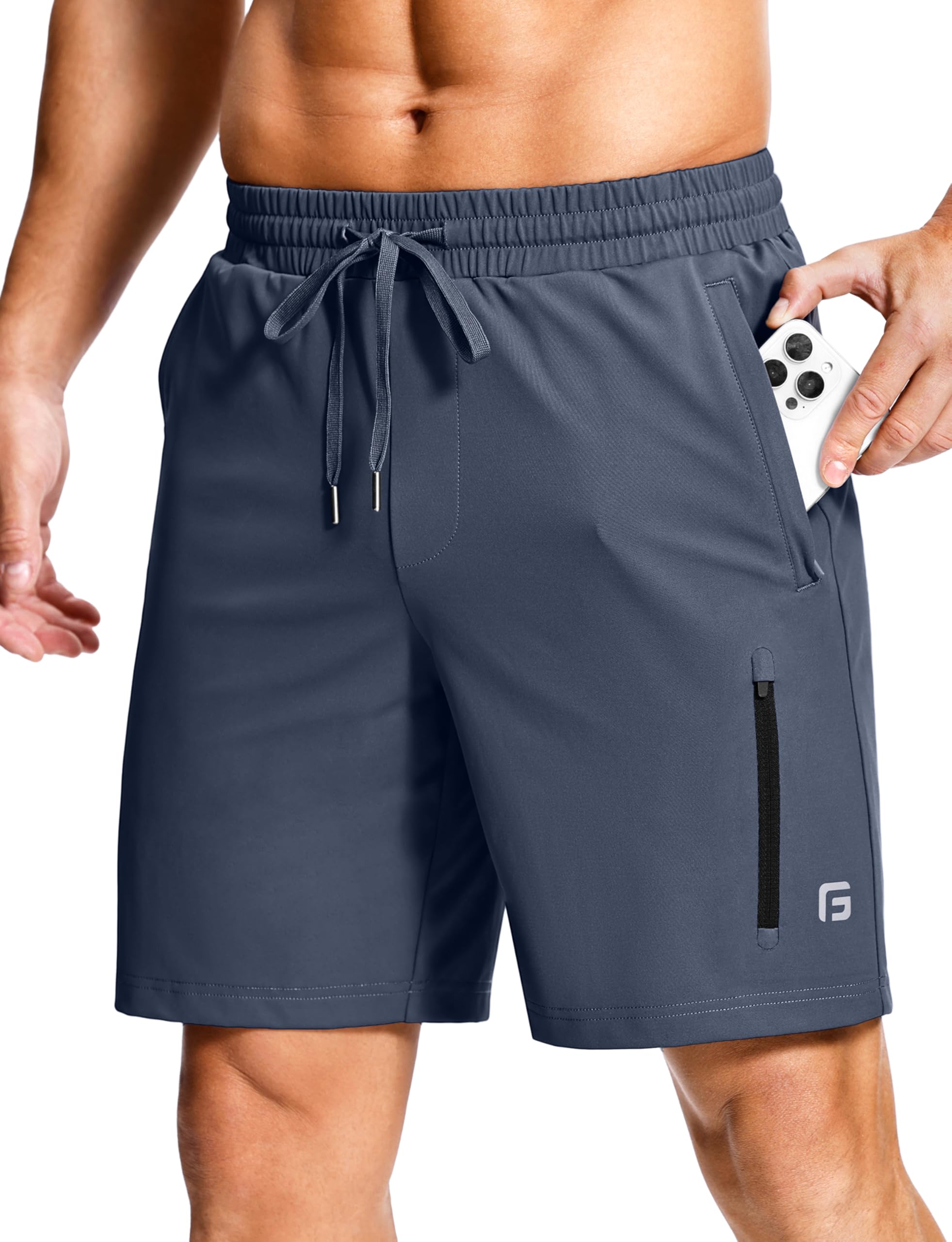 Men's Workout Shorts with Zipper Pockets 7 Inch