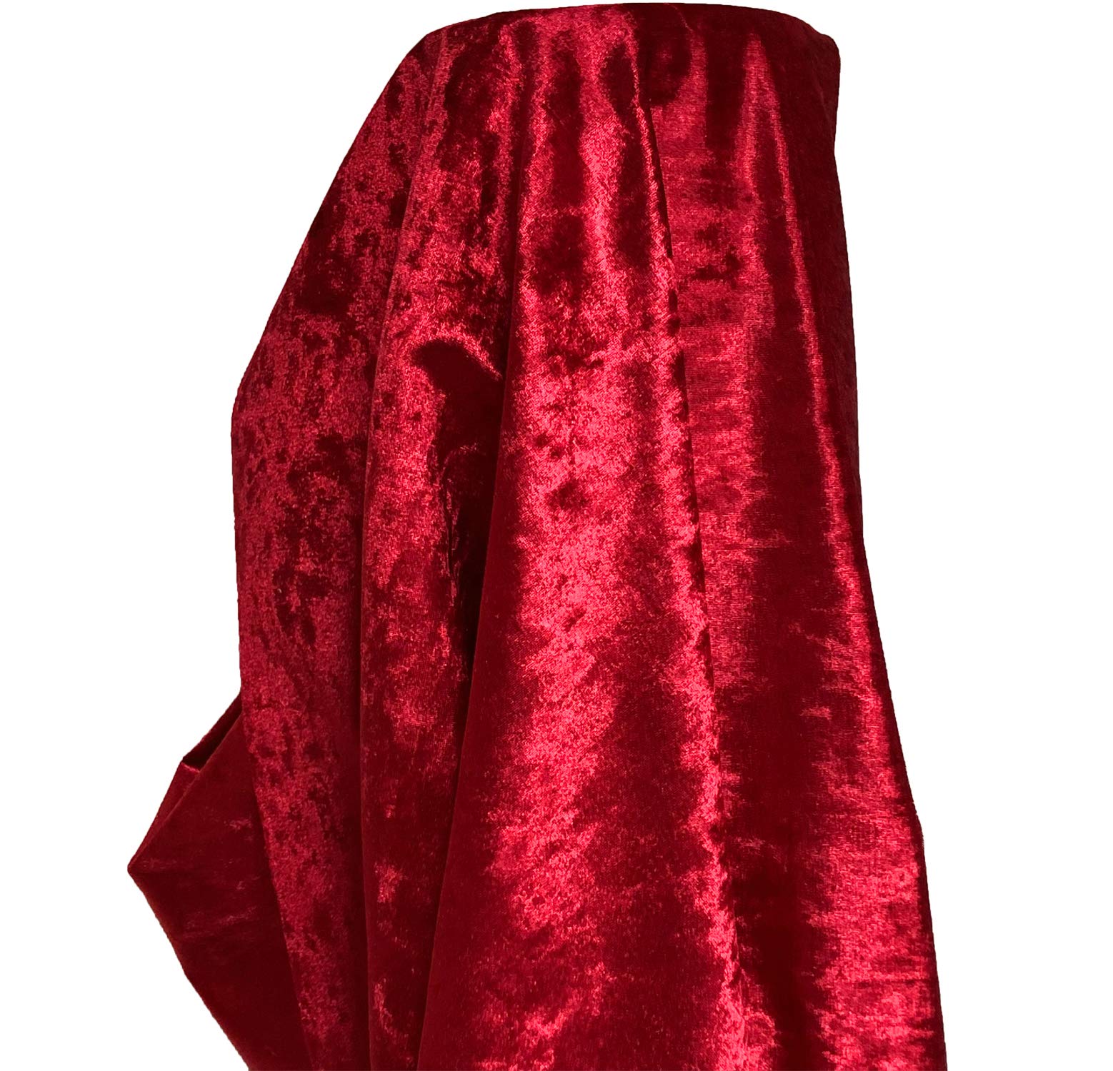 A-Express Premium Glitz Soft Crushed Velvet Fabric Material Curtains Cushion Dressmaking Upholstery 140cm Wide with Backing - 1 Metre 100cm x 140cm Red