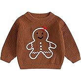 Nokpsedcb Baby Girl Boy Cute Gingerbread Man Embroidery Long Sleeve Oversized Sweater Newborn Infant Christmas Outfits
