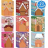 Make a Gingerbread House Stickers 27 PCS Make Your Own Stickers Christmas Crafts for Kids DIY Gingerbread House Christmas Party Classroom Art Activity Favors