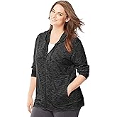 Just My Size Women`s Plus-Size Slub Jersey Full-Zip Hoodie, J346, 1X