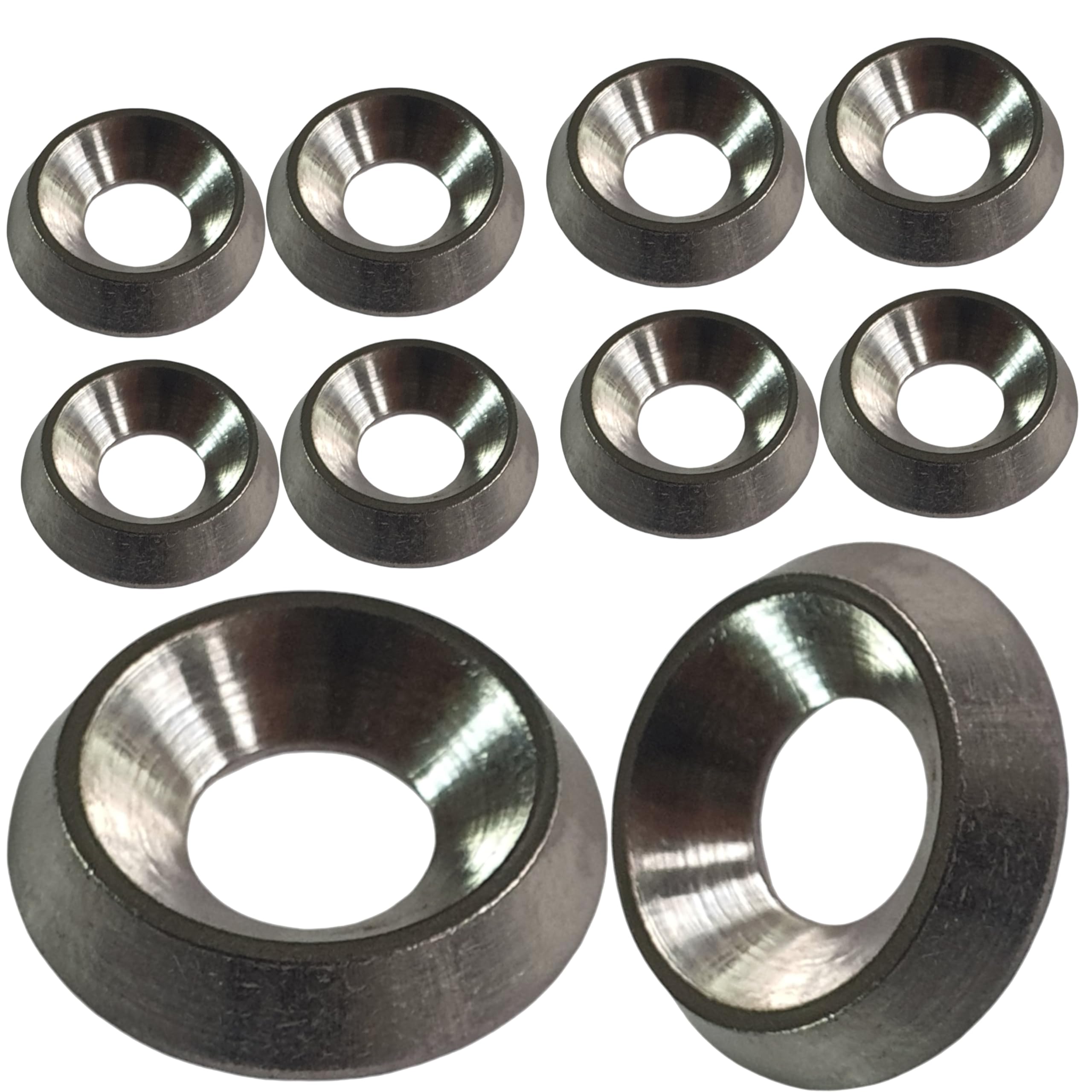 M6 Countersunk Solid Metal Finishing Cup Washer A4 Marine Grade Stainless Steel Finishing Washers (Pack of 10)