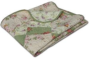 GREENLAND HOME FASHIONS Greenland Home Bliss Ivory Authentic Patchwork 100% Cotton Quilted Throw Blanket