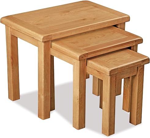 Roseland Furniture Ltd Sidmouth Oak Nest Of Tables Nesting Tables Side Tables Amazon Co Uk Kitchen Home