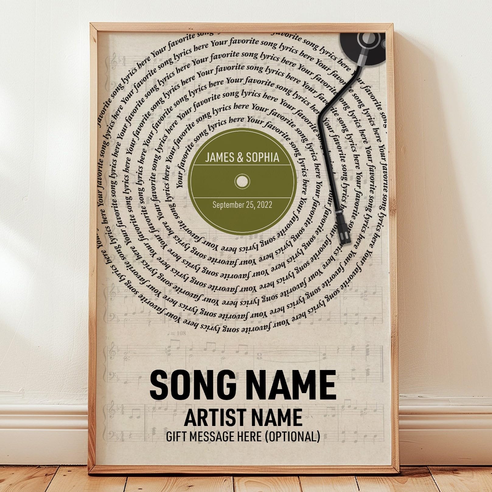 Personalized Song Lyrics Wall Art - Custom Song