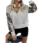 SOLY HUX Women's Half Zip Sweatshirt Camo Print Long Sleeve Hooded Shirts Fall Hoodies