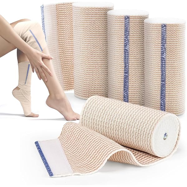 Bandages élastiques De Compression - Lot De 10 Bandes 10cm X 4,5m - Pour Jambes, Chevilles, Genoux - Lavables, Réutilisables - Polyester Et Coton - 6