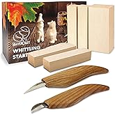 BeaverCraft Wood Carving Kit for Kids, Beginners S16 – Whittling Knives Sloyd, Chip Wood Carving Knife, Basswood Blocks for C