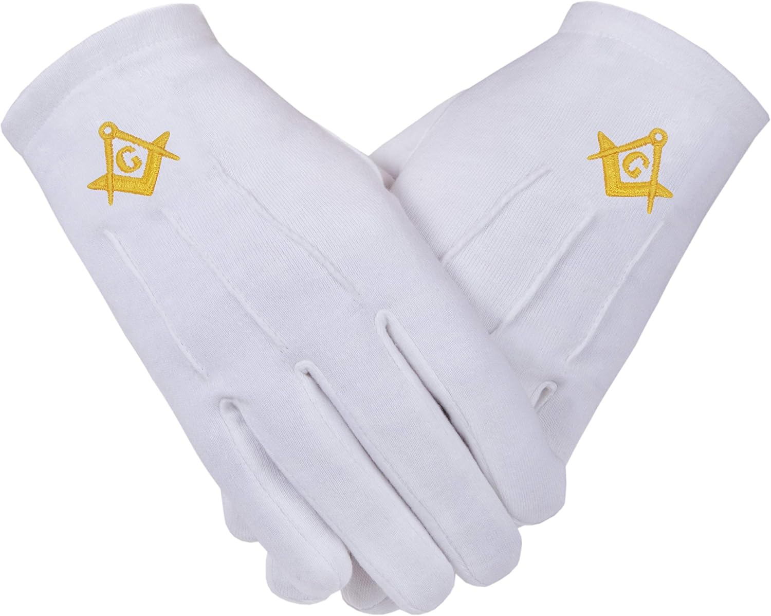 Freemasons Masonic White Cotton Gloves with SC&G PCI in Gold Size Large