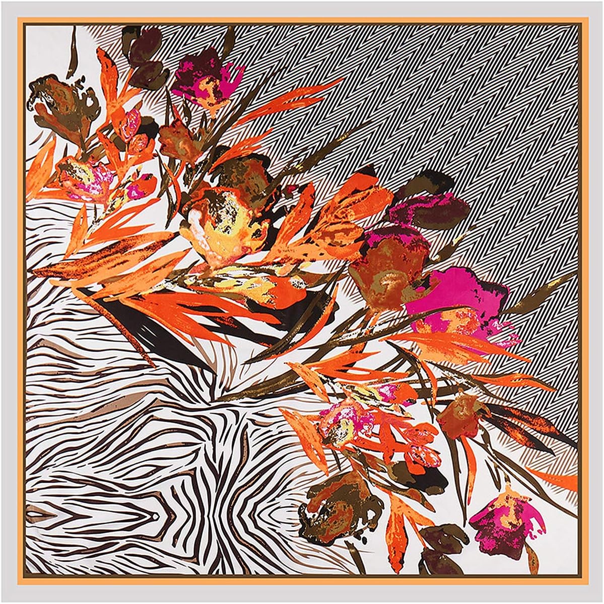 Fashion Silk Square Scarf Check Floral Head Scarf Neck Hair Tie for Women 51x51 Inches