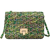 Blisfulady Women's Tweed Plaid Shoulder Bag Trendy Purse Handbag PU Leather Crossbody Evening Bag Quilted Satchel Clutch Tote