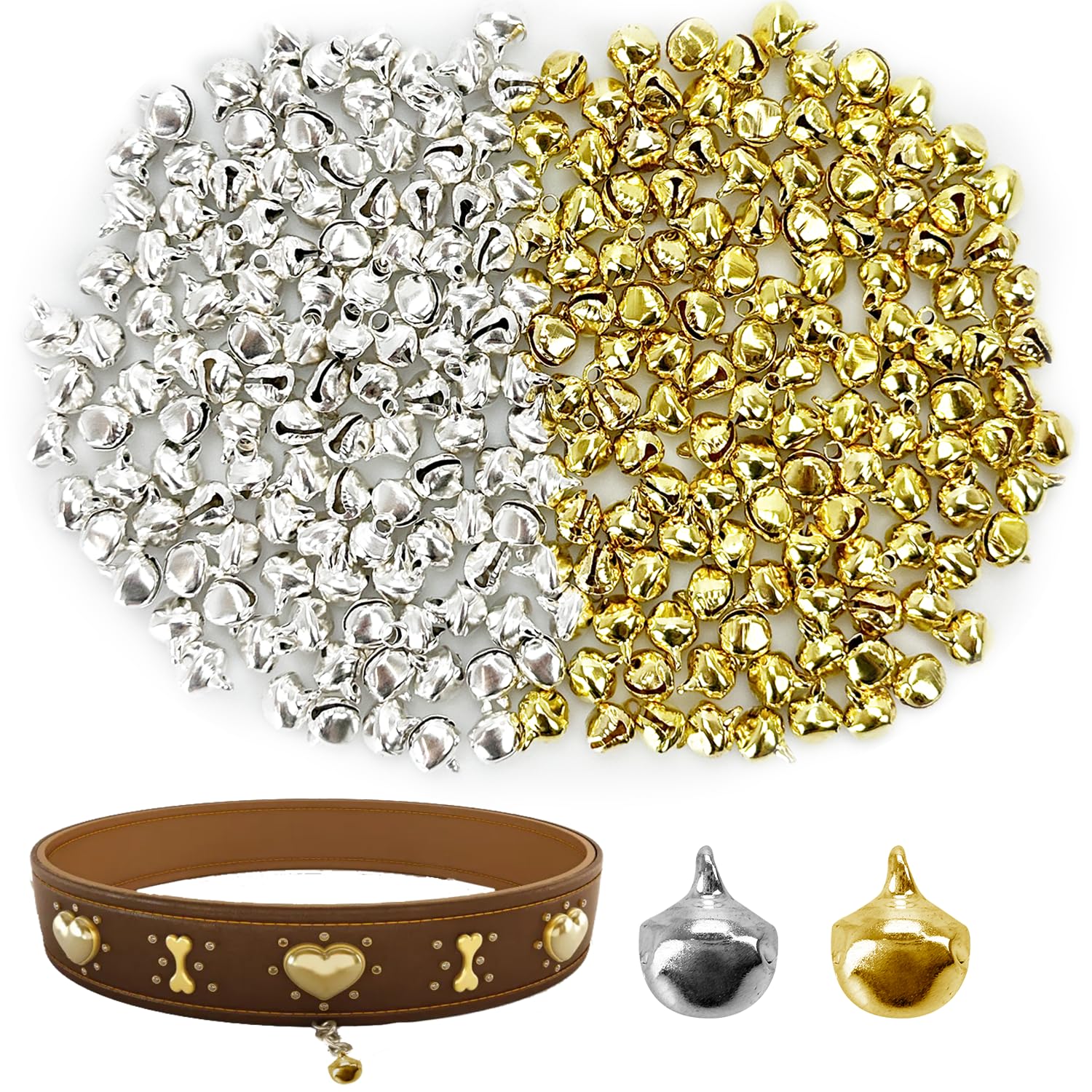 240Pcs 9mm Jingle Bells for Crafts,Small Metal Bell for Jewellery Making Crafts Christmas Party Decoration Pet Dog Cat Collars DIY Accessories Home Decor (120Pcs Gold and Pcs Silver)