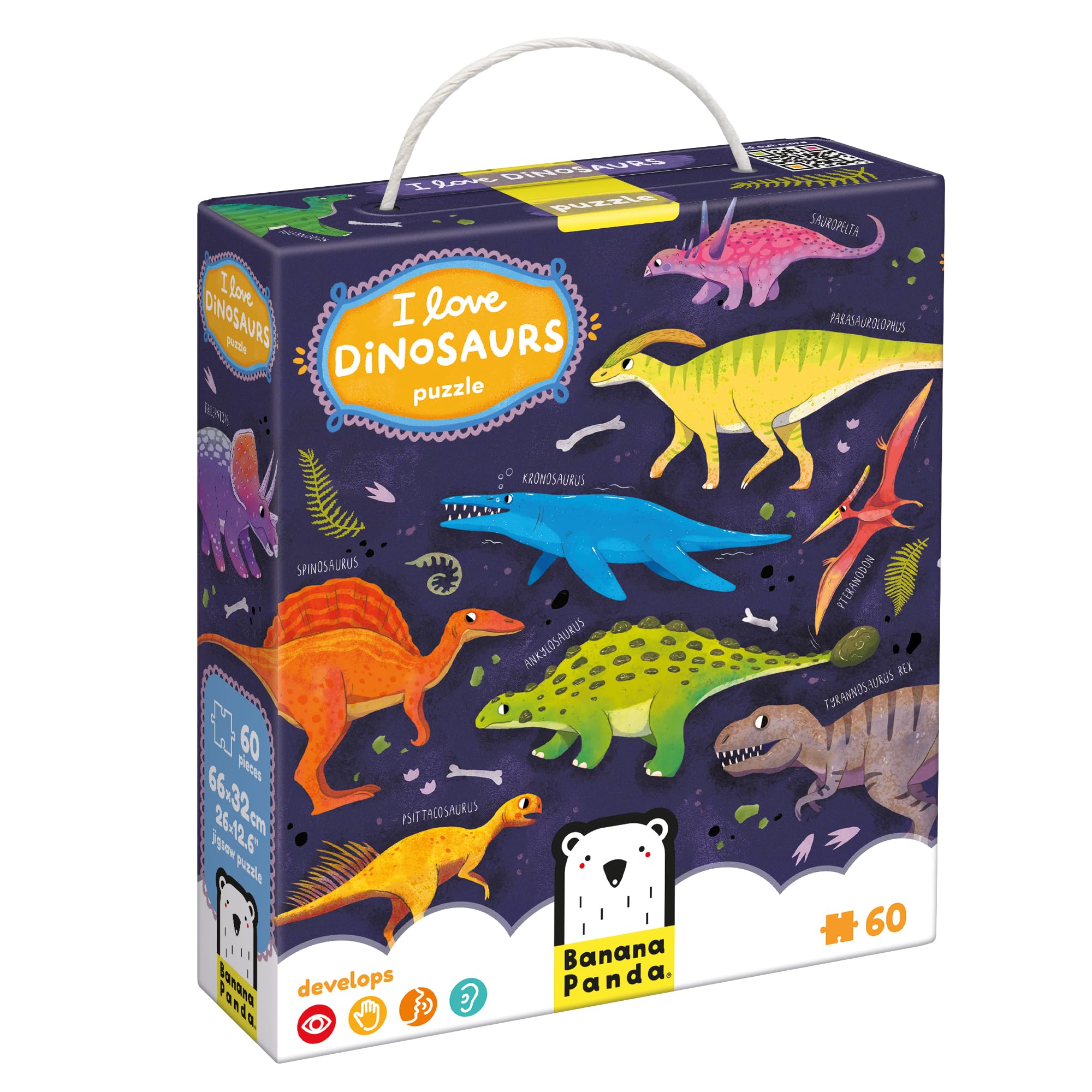 I Love Dinosaurs Puzzle 4+, 60 Pieces Learning Puzzle for Children 4+, Floor Puzzle Dinosaur
