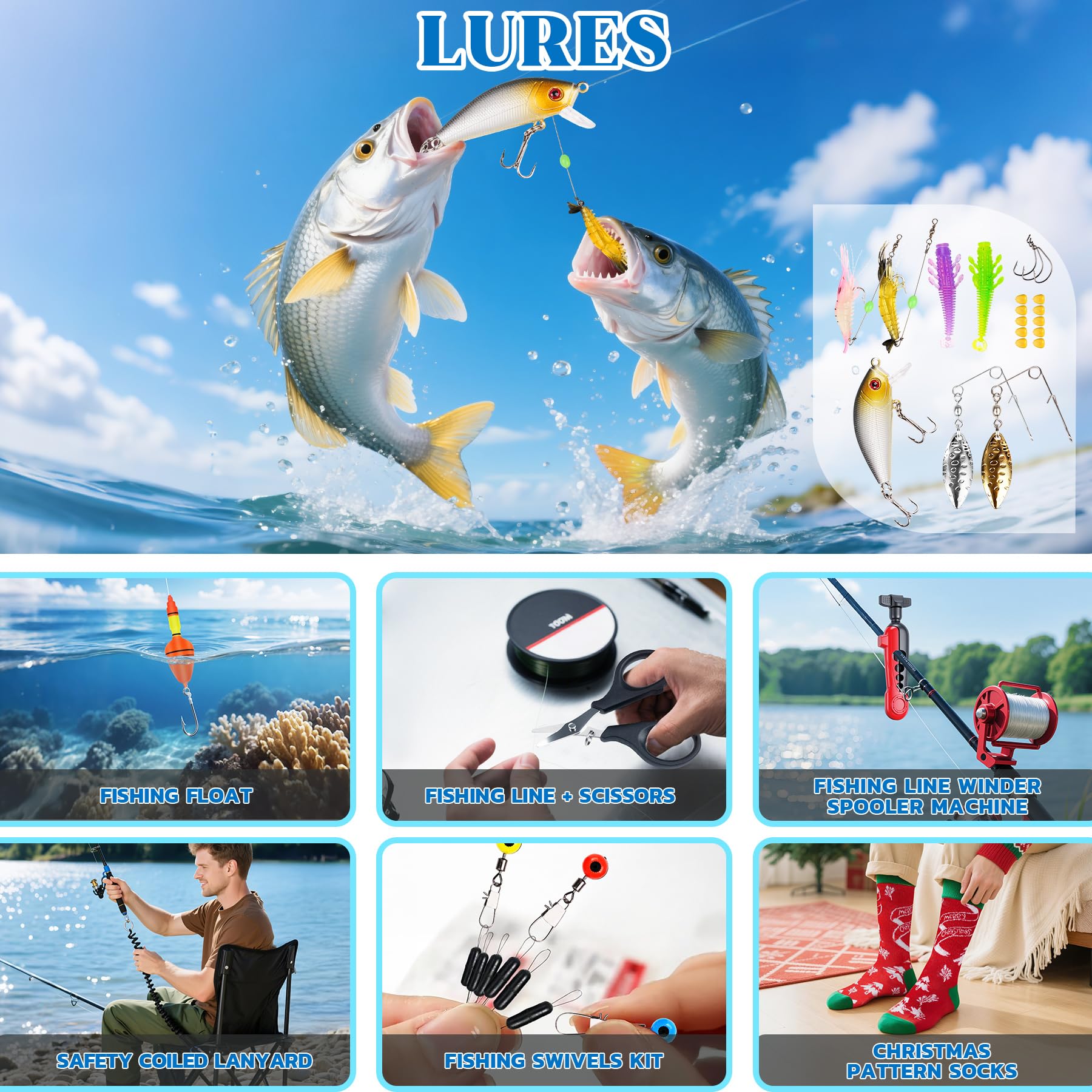 LUMYCE Fishing Advent Calendar 2025: Mens Advent Calendar 2025 Christmas Calendar for Men - Advent Calendar Tools for Dad Brother Ancle Husband 24 Fishing Gear & Accessories Gifts for Fishing Lovers