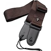 CC CAIHONG Guitar Strap, Bass Guitar Straps Acoustic Electric Woven Simple Leather Ends Adjustable Vintage with Pick Pocket