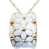 Navachi 18k Gold Plated Square Rainbow Enamel Pendant Necklace 16"+2"