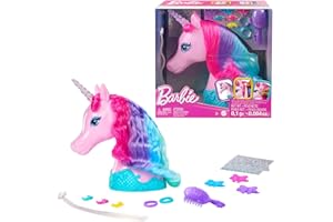 Barbie Unicorn Styling Head, Colorful Mane of Fantasy Hair with Styling Accessories and Shimmer Stickers