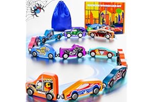 AMIABLING Toys for Boys Kids: 11 Magnetic Train Car Set, Spider-Toys for Boys, Travel Montessori Wooden Toy for Toddlers, Birthday Superhero Gifts for Kids