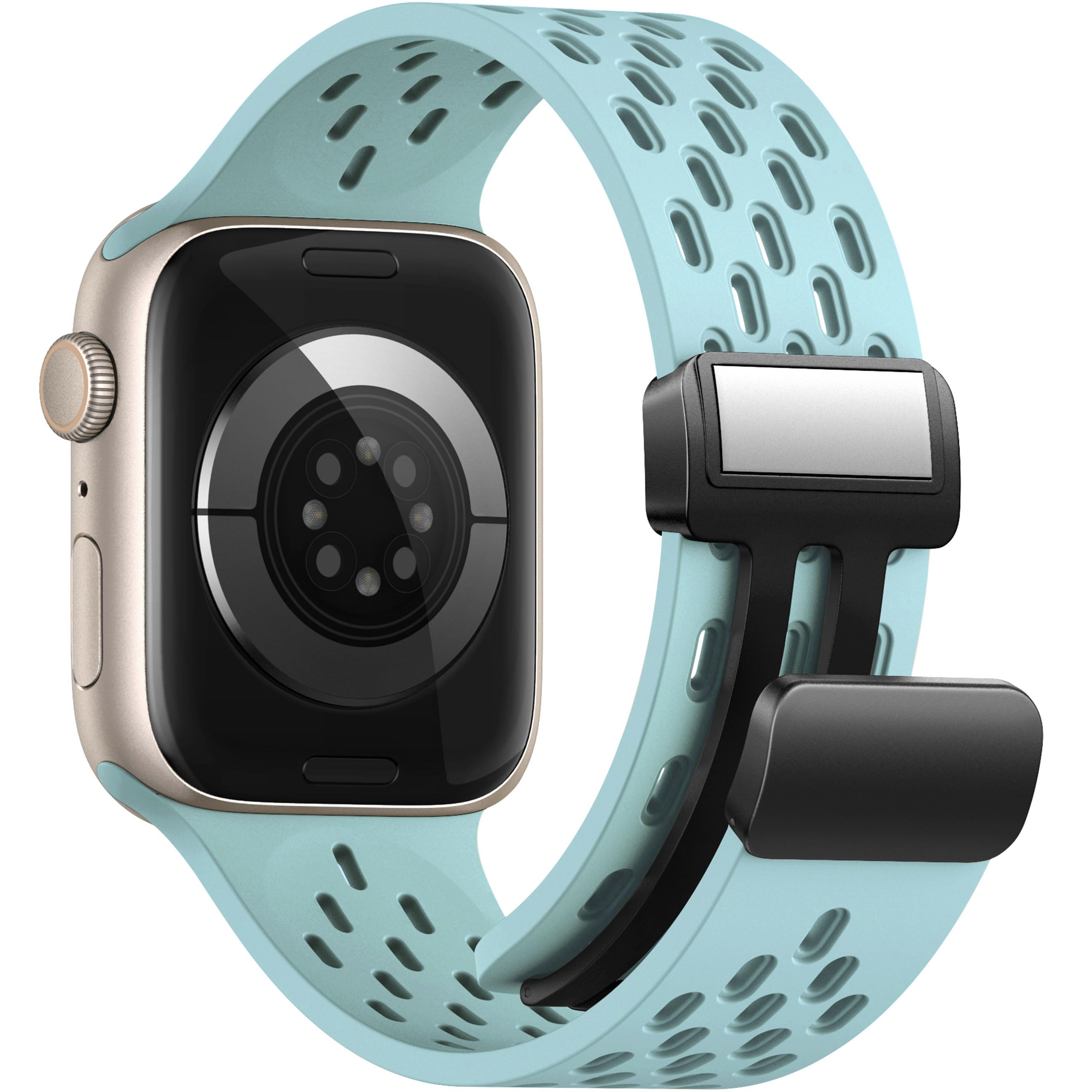 Magnetic Anti Sweat Sport Band/Strap for Apple Watch, Waterproof Breathable Silicone Correas. Para Compatible with iWatch Ultra SE Series11/10/9/8/7/6/5/4/3/2/1, Women Men, 42mm 44mm 45mm 46mm 49mm