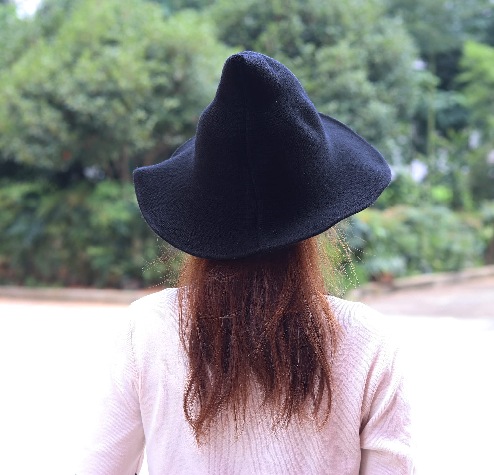 Bestjybt Women Halloween Witch Hat Wool Knitted Cap for Party Masquerade Cosplay Costume Accessory Daily