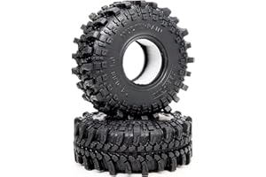 HOBBYSOUL 2pcs 1.0 Tires 61 * 22.4mm Soft Sticky Mud Crawler Tyre For RC 1/18 TRX4M 1/24 SCX24 AX24 FCX24 Enduro24 Upgrades, (2-Pack)