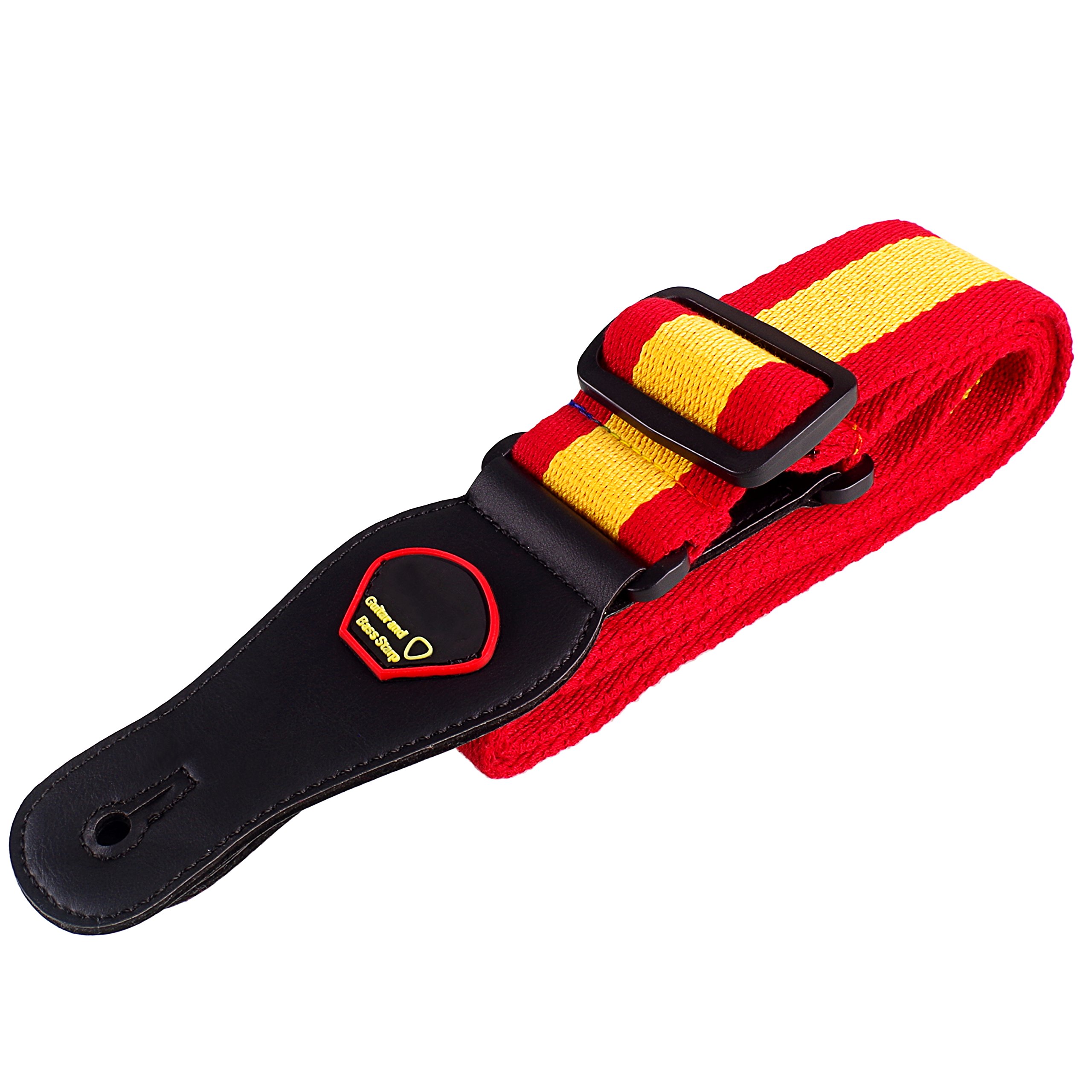 Mugig Correa Guitarra Ajustable Material Algotón Y Cuero Hecho A Mano Con Extremos Reforzado Perfecta Para Cualquier Guitarra