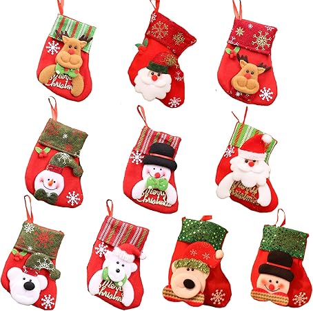 Amazon Takelablaze 10枚セット クリスマスの靴下 サンタクロース 雪だるま 熊 トナカイ クリスマス ソックス クリスマスツリー 飾り 可愛い オーナメント プレゼント ギフト キャンディなど入れ クリスマス雑貨 おもちゃ