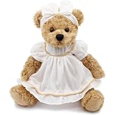 Oitscute Small Baby Teddy Bear with Cloth Cute Stuffed Animal Soft Plush Toy 10" (White Sleepwear)
