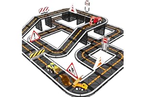 BIGSHU Magnetic Tiles, Magnetic Blocks Engineering Construction Vehicle Road Set, Toddler Toys for 3 4 5 Year Old Boys Girls Montessori Preschool Classroom Must Haves STEM Educational Kids Toys Birthday Gift