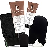 Tanning Lotion Self Tanner Kit - USA Made with Organic & Natural Ingredients, Self Tanning Lotion Face Tanner & Application Kit, Non Toxic Gradual Tan, Sunless Tan for Women & Men