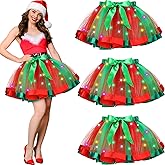 Cuffbow 3 Pcs Christmas Light up Tutu for Women Girls LED Red and Green Tutu Layered Ballet Skirts for Party Supplies Costume