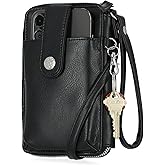 Mundi Jacqui RFID Crossbody Wallet for Women, Vegan Leather Small Travel Handbag with Phone Holder, Compact Organizer with Card Slots and Removable Strap, Vacation Purse in (Black)