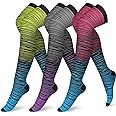 CHARMKING Compression Socks (3 Pairs) Knee High Compression Sock for Women & Men Stockings for Running, Cycling,Athletic