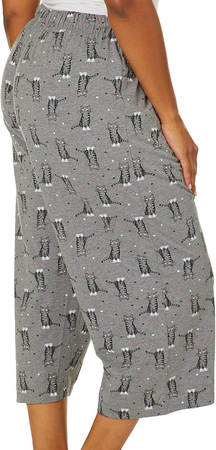 HUE Women's Printed Knit Capri Pajama Sleep Pant at  Women’s Clothing store