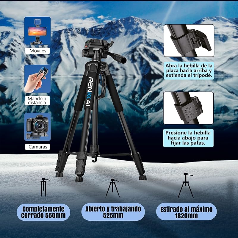 TRIPODE Premium + Borsa per il trasporto + Supporto per cellulare + Telecomando per foto — foto 3 di 7