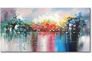 Large Abstract Landscape Canvas Wall Art Hand Painted Modern Oil Paintings Lake Scenery Artwork
