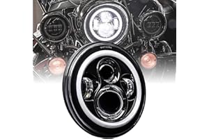 ONLINE LED STORE TRUE MODS 7" HALO LED Headlight Replacement for Harley Davidson Road King Electra Glide Ultra Classic Limited Heritage Softail Fat Boy Tri Street Glide Free Wheeler H4 Head Light Bulb Lamp - BLACK