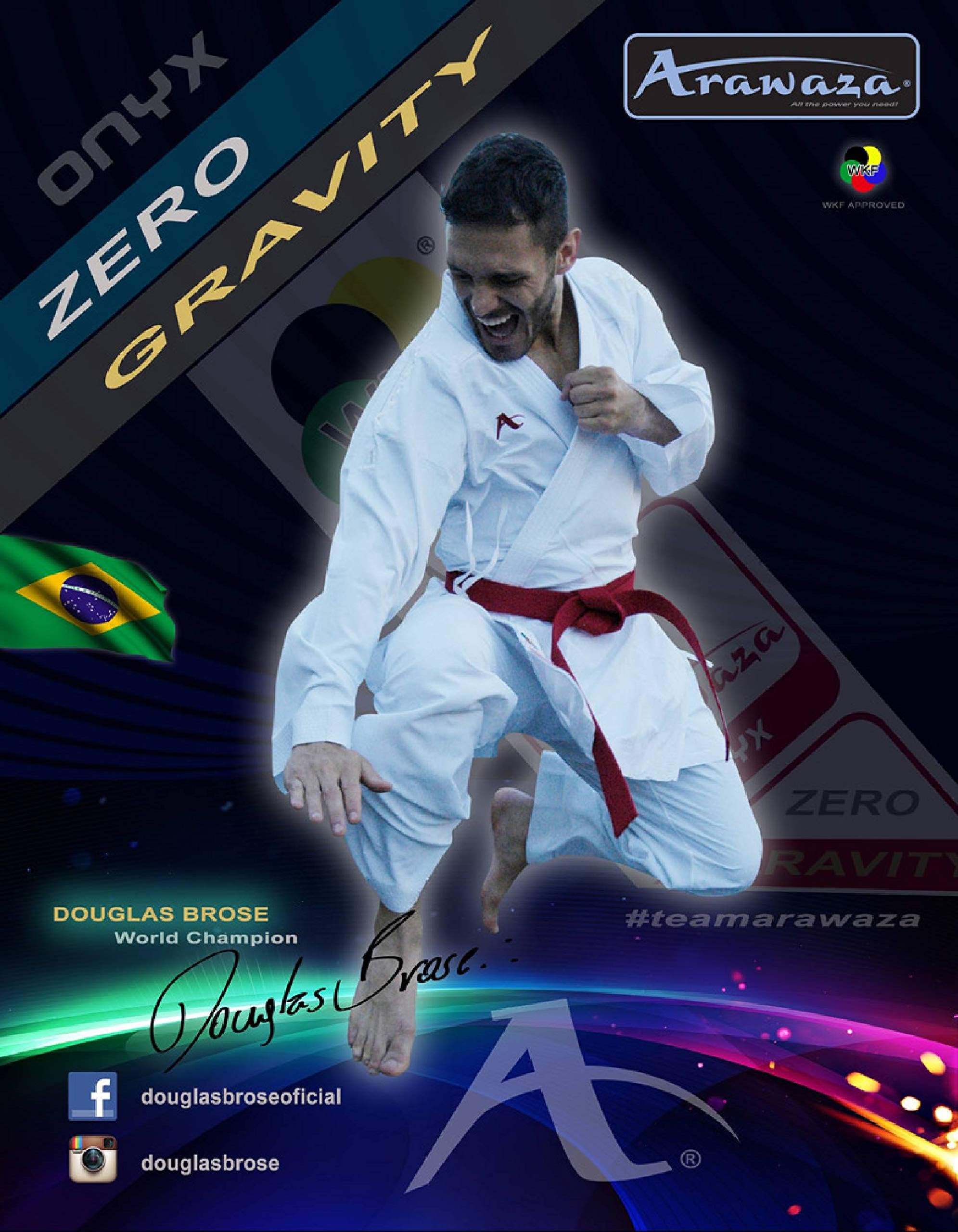 Arawaza Onyx Zero Gravity WKF Approved Expert Kumite Karate Martial Arts Suit Gi 5oz Lightweight Microfiber - Child and Adult Sizes
