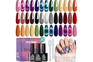 BEETLES GEL POLISH Beetles Winter Gel Nail Polish 20 Winter Colors Cat Eye Gel Polish Set Gift Spree Burgundy Red Purple with Magnet Pen Base Top Coat DIY Salon Manicured Soak Off UV LED Gifts for Women Gemstone Party