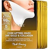 MAREE V Line Lifting Mask with 24K Gold – Deep Collagen Face Mask for Women – Jawline Shaper Mask with Retinol & Hyaluronic Acid – Neck Tightening & Firming - Double Chin Strap for Face Lift