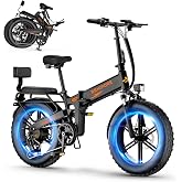 X1TPRO 1500W Peak 2-Seater Folding Electric Bike with 960Wh Battery | 20" Fat Tire 35MPH 65+Mile Range, Hydraulic Disc Brakes Full Suspension, Urban Commuting